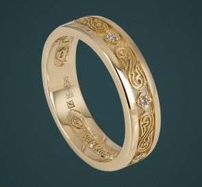Обручальное кольцо М5.1.3: жемчуг, золото 585°